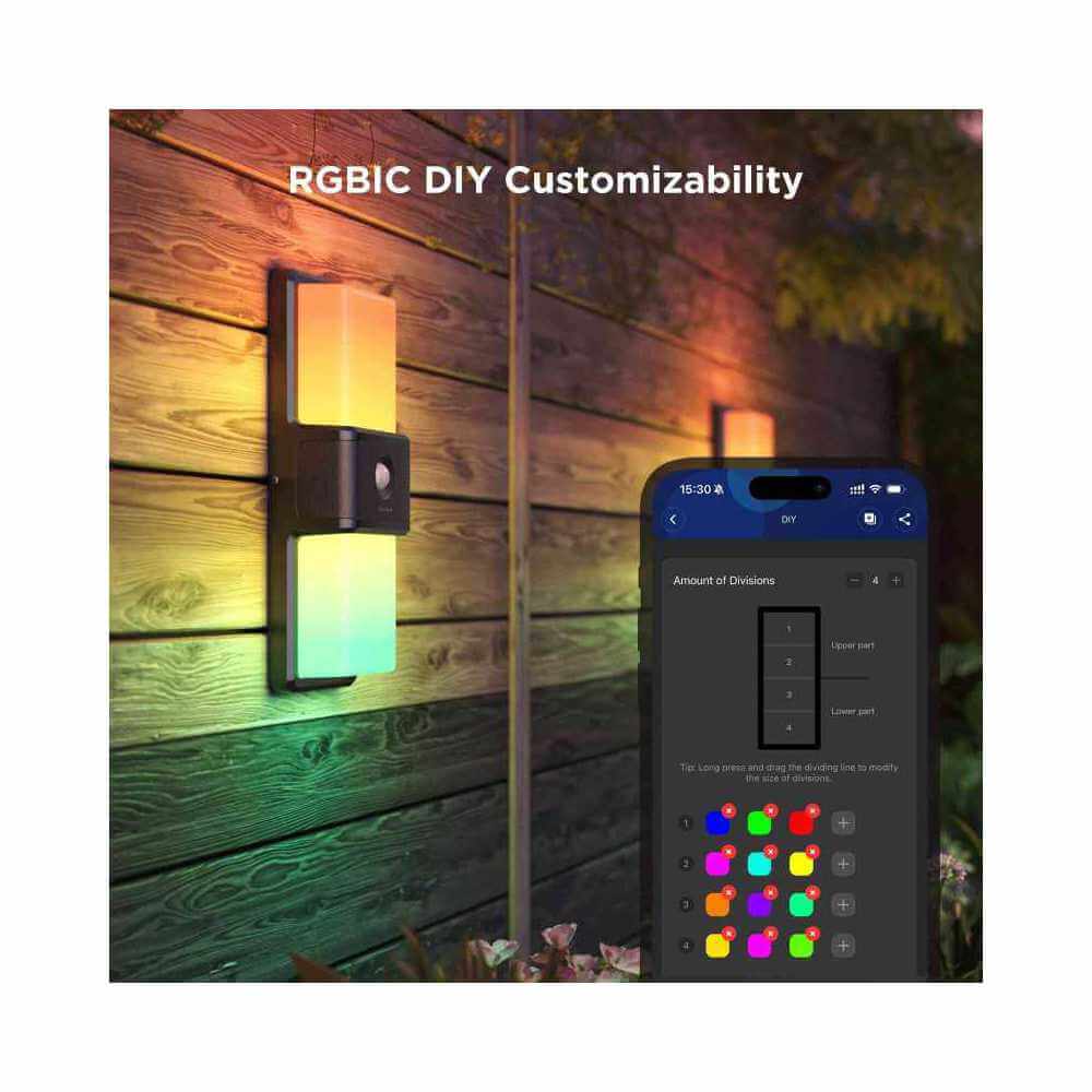 ჭკვიანი კედლის სანათი Govee H7078CD1, WiFi, Bluetooth, Smart Outdoor Wall Light, Black
