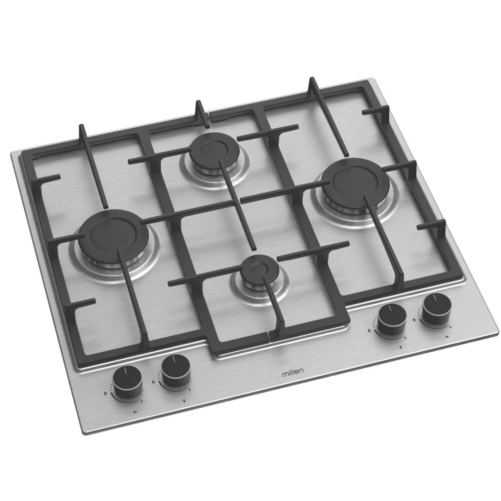 ჩასაშენებელი გაზის ქურის ზედაპირი Millen MH4XR, Built-in Gas Cooktop, Silver