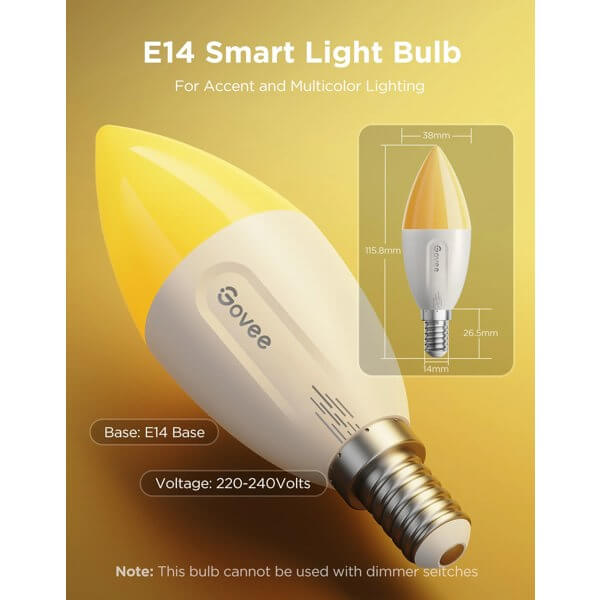 ჭკვიანი ნათურა Govee H600C, WIFI, Bluetooth, Smart Light Bulb, White