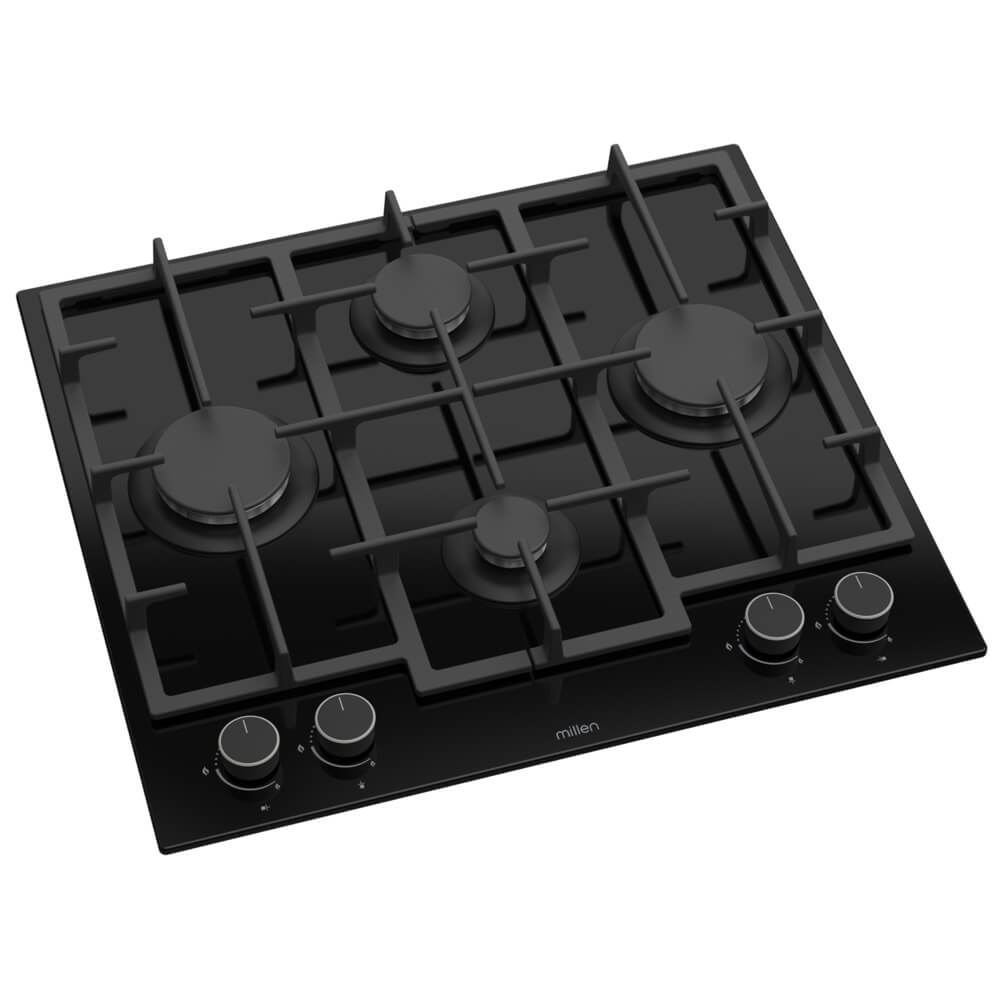 ჩასაშენებელი ქურის ზედაპირი Millen MH4GBR, Built-in Gas Cooktop, Black