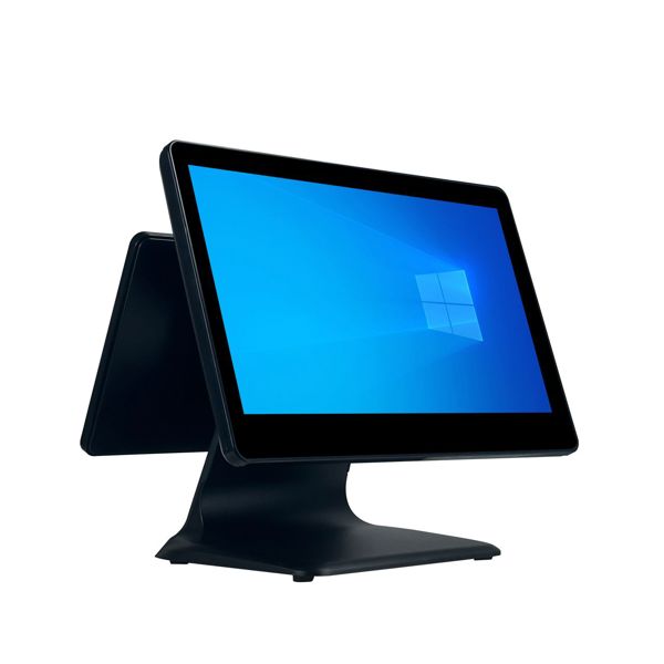 პოს ტერმინალი Allscreen PI3O8GS256GD 15.6" and 11 inch Dual Touchscreen, Intel Core i3 12th, 8GB, 256GB SSD, Pos Terminal, Black