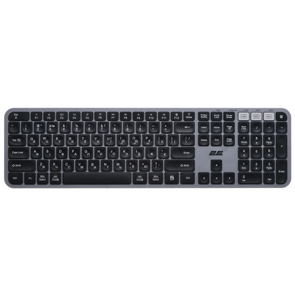 კლავიატურა+მაუსი 2E 2E-MK440WBGR_UA, Wireless, Bluetooth, USB, Keyboard And Mouse, Black/Grey