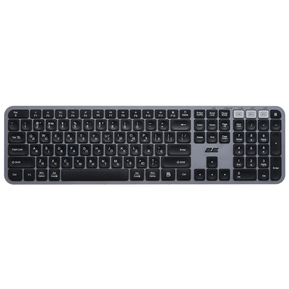 კლავიატურა+მაუსი 2E 2E-MK440WBGR_UA, Wireless, Bluetooth, USB, Keyboard And Mouse, Black/Grey