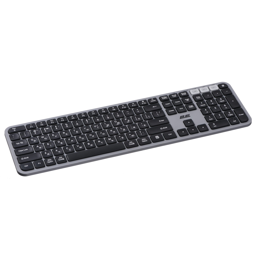 Keyboard And Mouse 2E 2E-MK440WBGR_UA, Wireless, Bluetooth, USB, Black/Grey