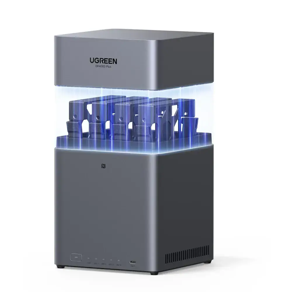 Storage System UGREEN NASync DH4300 Plus (85660), Rockchip A76+A55, 8GB, Diskless, RJ45, USB, Type-C, HDMI, Space Gray