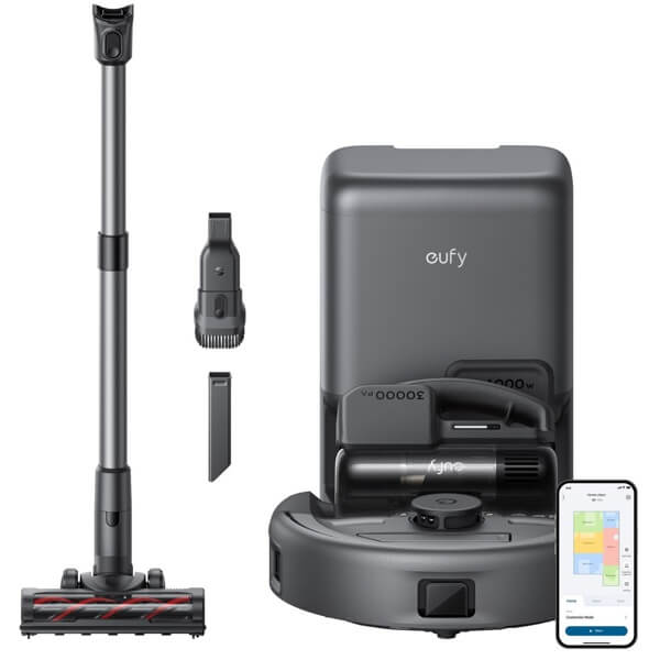 Robot Vacuum Cleaner Eufy T2070G10 3-in-1 E 20, 30000Pa, LiDAR, Black