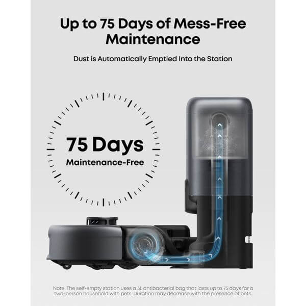 Robot Vacuum Cleaner Eufy T2070G10 3-in-1 E 20, 30000Pa, LiDAR, Black