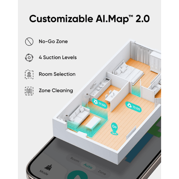 Robot Vacuum Cleaner Eufy T2268G11 Clean L60 Hybrid, 5000Pa, LiDAR, Black