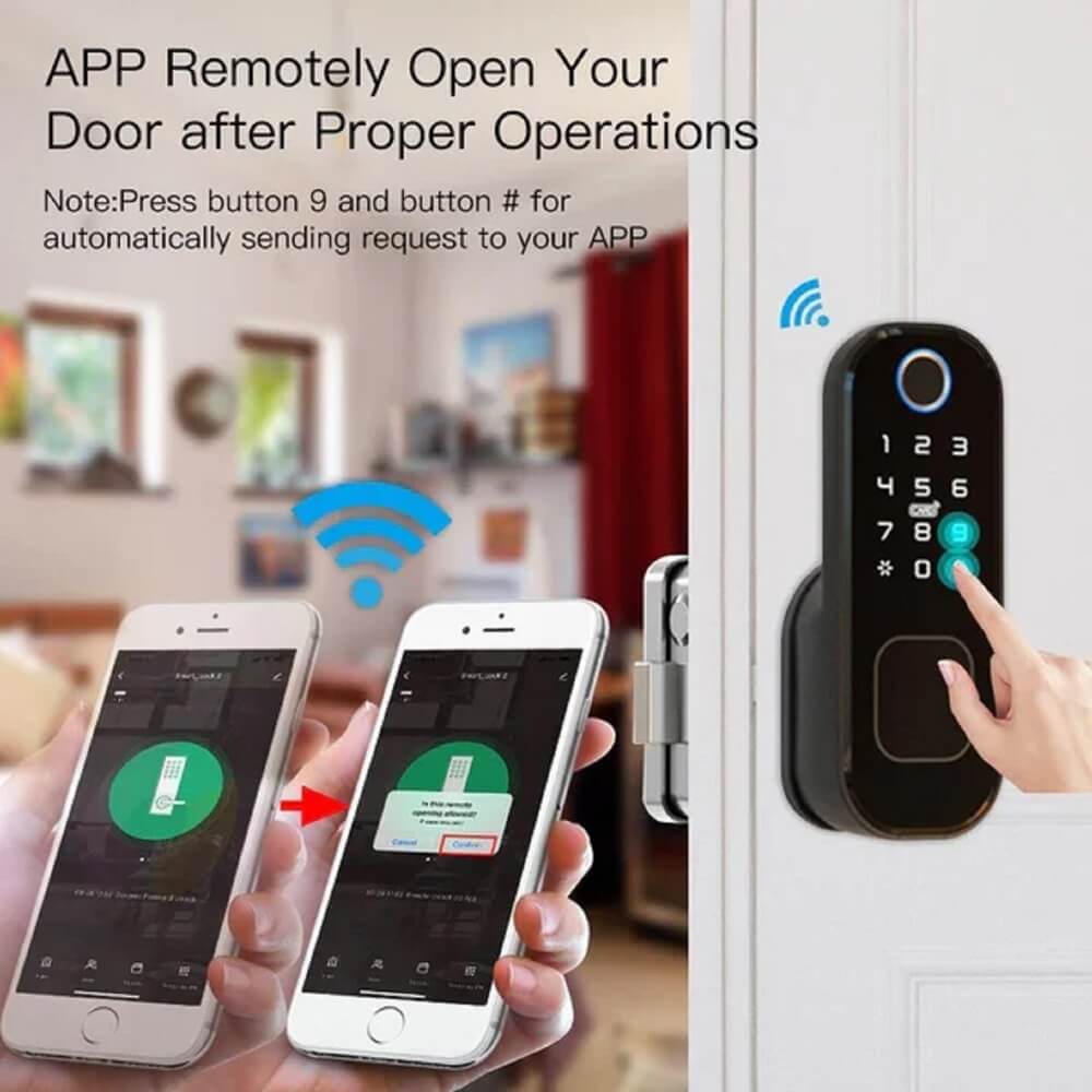 კარის ჭკვიანი საკეტი Moes WDL-R5-2-MS, Smart Door Lock, Black