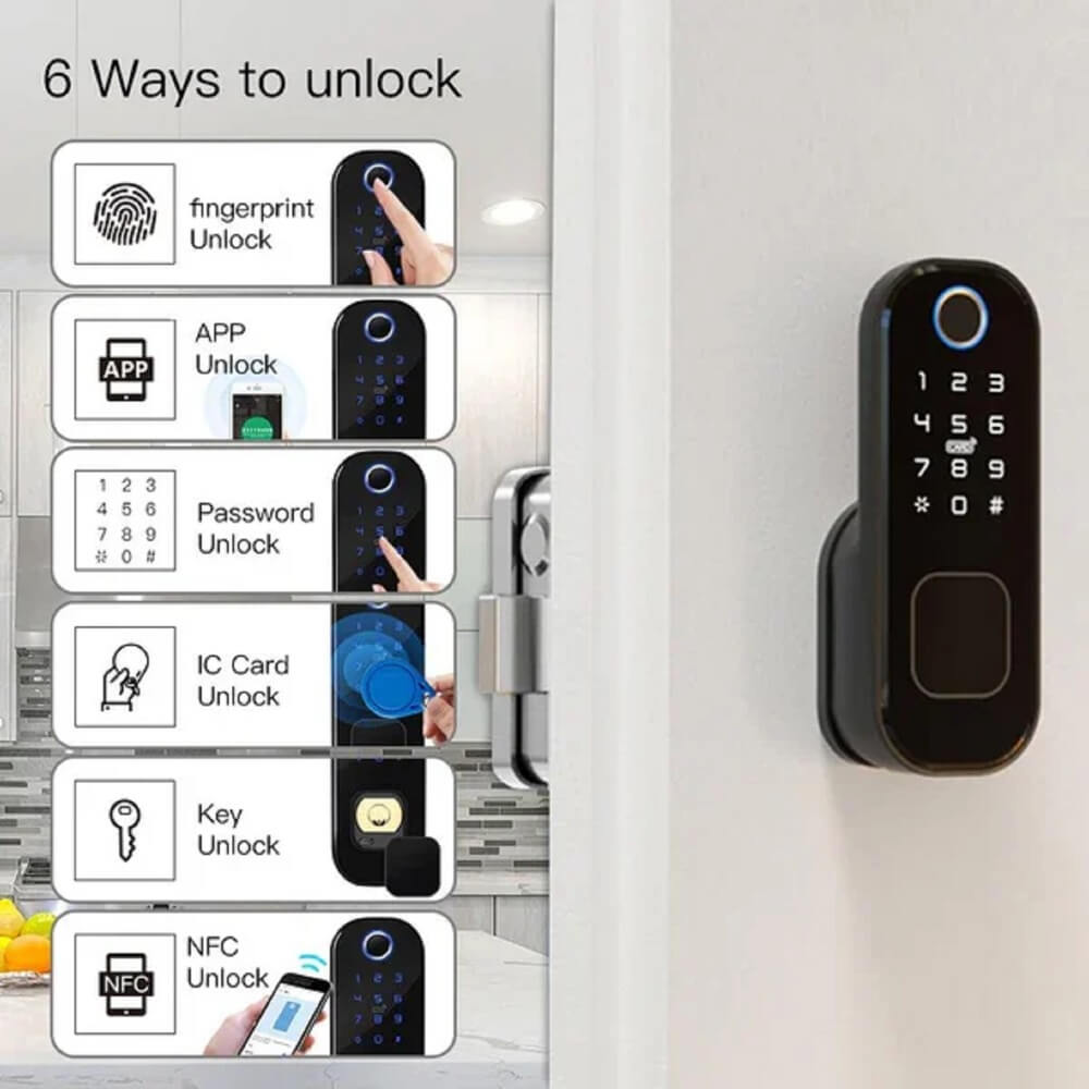 კარის ჭკვიანი საკეტი Moes WDL-R5-2-MS, Smart Door Lock, Black