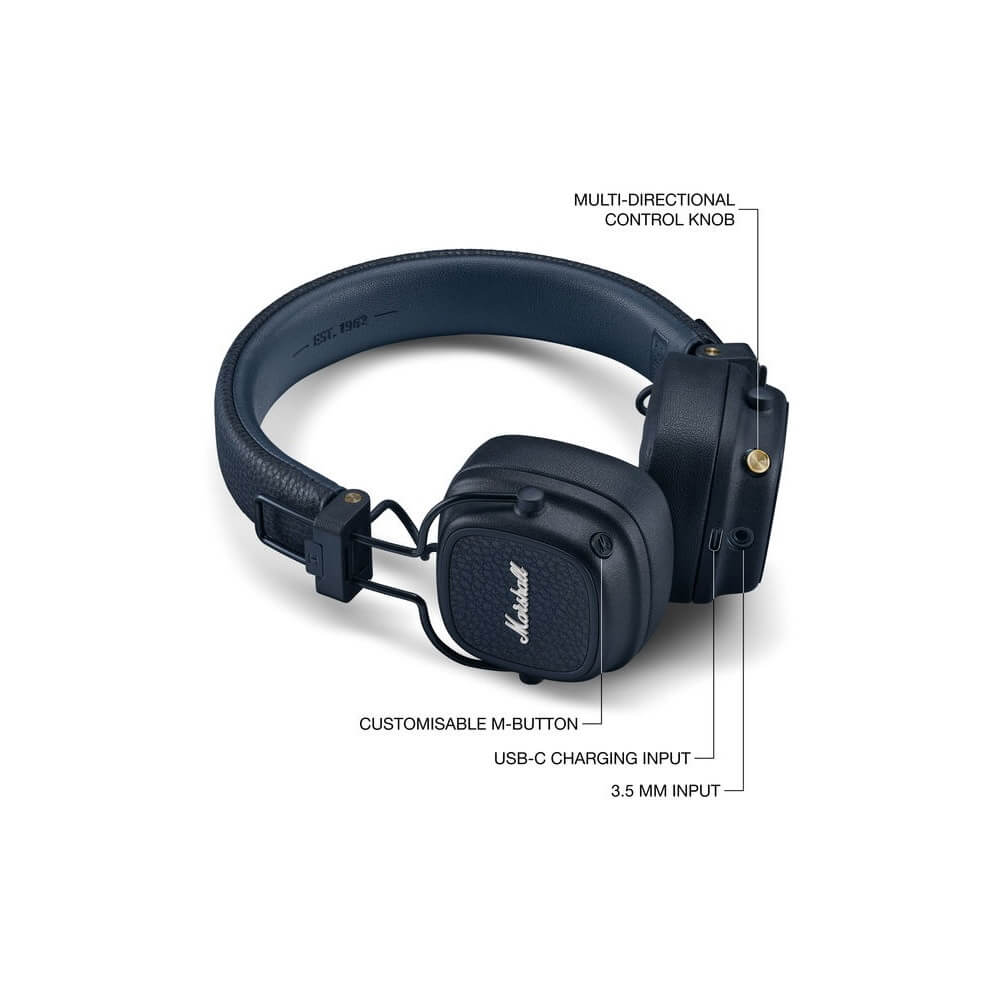 Headset Marshall 1006234 MAJOR V, Wireless, Bluetooth, 3.5mm, Blue