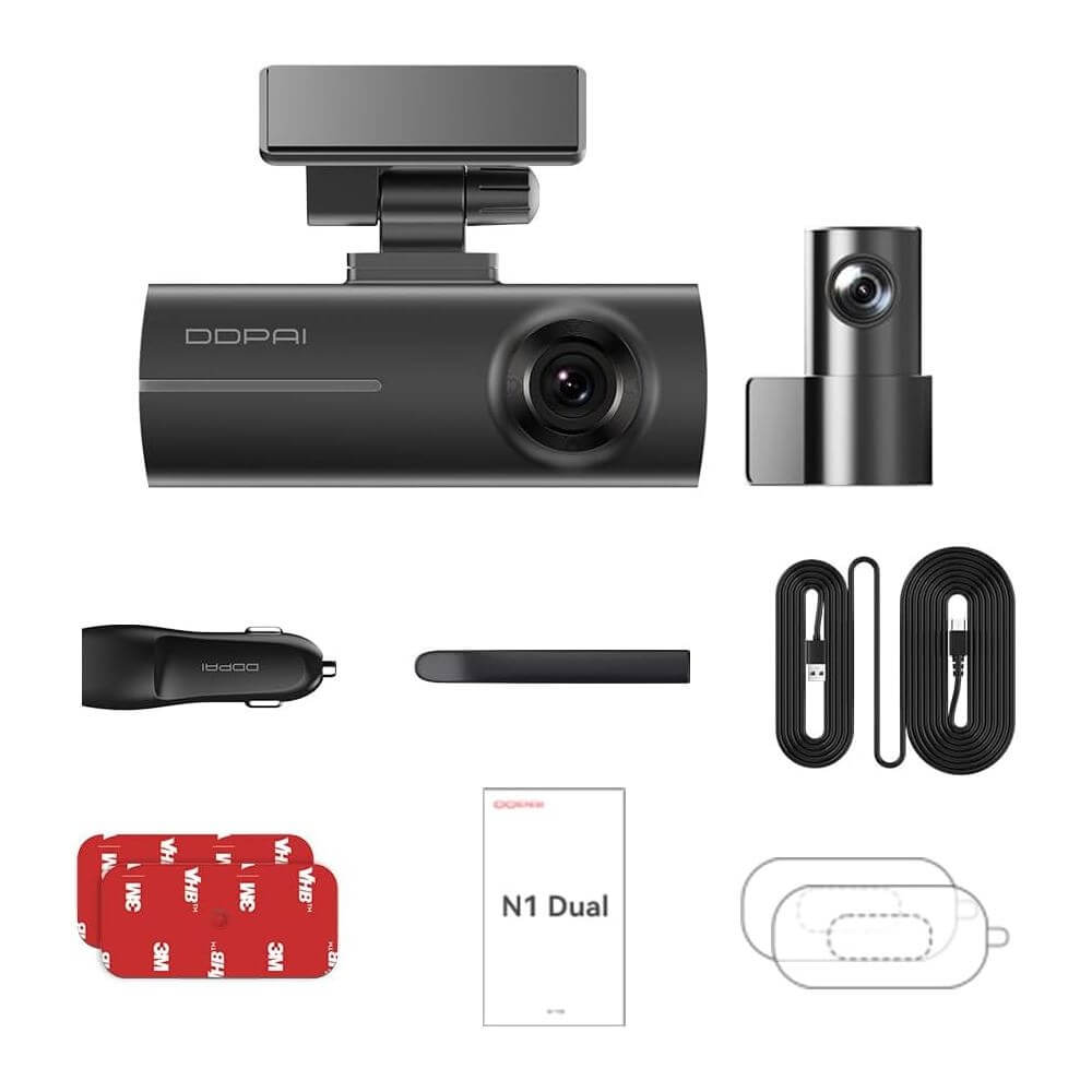 მანქანის ვიდეო რეგისტრატორი DDPAI N1 Dual 1296P FHD Dash Cam 135°, WIFI Front and Rear Cam, Car Video Recorder, Black