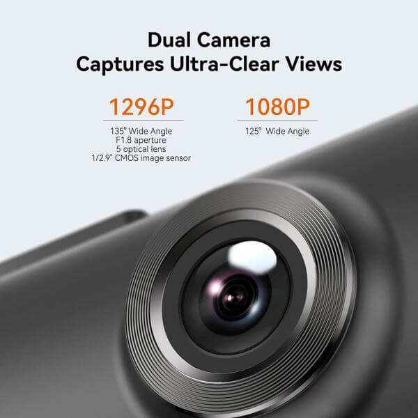 მანქანის ვიდეო რეგისტრატორი DDPAI N1 Dual 1296P FHD Dash Cam 135°, WIFI Front and Rear Cam, Car Video Recorder, Black