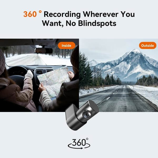 მანქანის ვიდეო რეგისტრატორი DDPAI N1 Dual 1296P FHD Dash Cam 135°, WIFI Front and Rear Cam, Car Video Recorder, Black