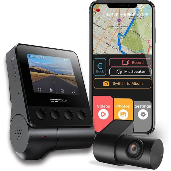 მანქანის ვიდეო რეგისტრატორი DDPAI Z40 GPS DUAL, 140°, WIFI, GPS, Front and Rear Cam, Car Video Recorder, Black