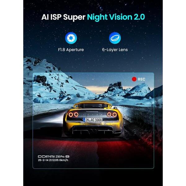 მანქანის ვიდეო რეგისტრატორი DDPAI Z50 Pro 4K Dash Cam 143° WIFI, GPS, Bluetooth, Car Video Recorder, Black