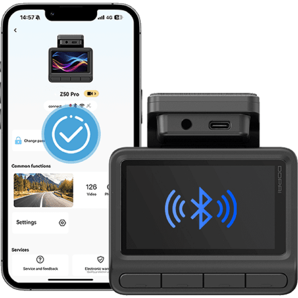 მანქანის ვიდეო რეგისტრატორი DDPAI Z50 Pro 4K Dash Cam 143° WIFI, GPS, Bluetooth, Car Video Recorder, Black