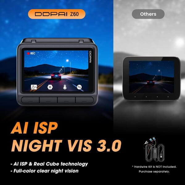 ვიდეო რეგისტრატორი DDPAI Z60 2026 4K Dashcam 140°, WIFI GPS, Bluetooth Front and Rear Cam, Car Video Recorder, Black
