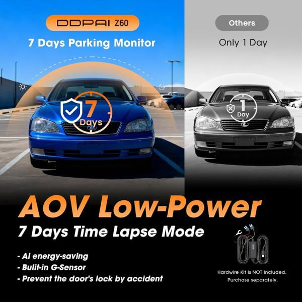 მანქანის ვიდეო რეგისტრატორი DDPAI Z60T, 140°, 4K UHD , WIFI, GPS, Bluetooth, Three-Channel Dashcam, Car Video Recorder, Black