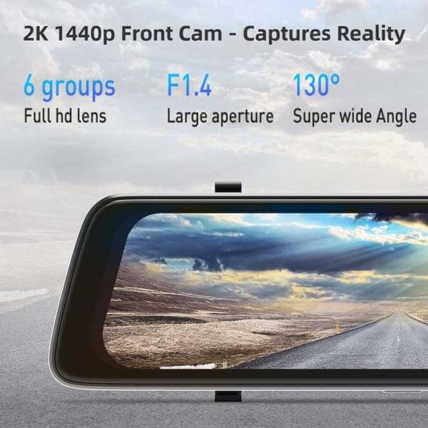 მანქანის ვიდეო რეგისტრატორი DDPAI Mola E3, 130° WIFI, 9.35" Full Touch Screen Streaming Rear View Mirror, Car Video Recorder, Black