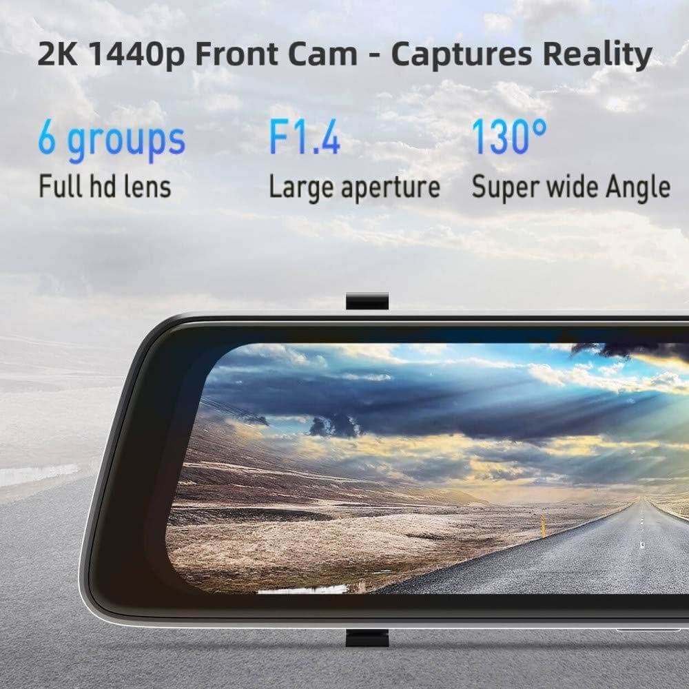 მანქანის ვიდეო რეგისტრატორი DDPAI Mola E3, 130° WIFI, 9.35" Full Touch Screen Streaming Rear View Mirror, Car Video Recorder, Black
