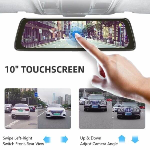 მანქანის ვიდეო რეგისტრატორი DDPAI Mola E3, 130° WIFI, 9.35" Full Touch Screen Streaming Rear View Mirror, Car Video Recorder, Black