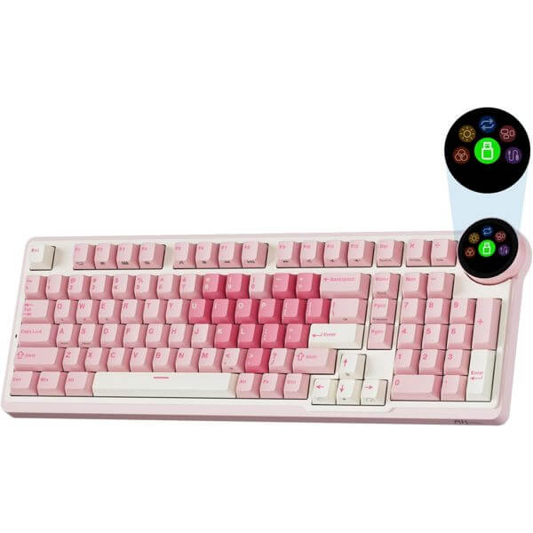Mechanical Keyboard Royal Kludge RK N99 RGB, Cream Switch, Hot Swappable, Wireless, Type-C, Bluetooth, 2.4GHz, Pink Melody