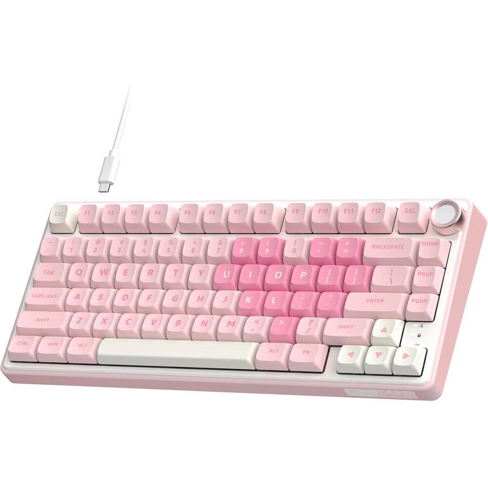 Mechanical Keyboard Royal Kludge RK R75-PM-XH RGB, Cream Switch, Hot Swappable, Wired, USB, Pink Melody