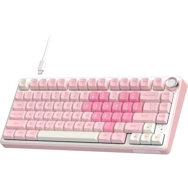 Mechanical Keyboard Royal Kludge R75 RGB, Beige Switch, Hot Swappable, Wired, USB, Pink Melody