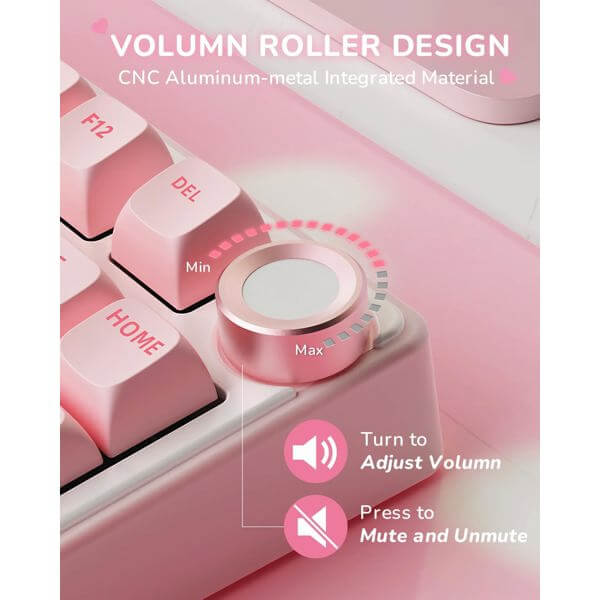 Mechanical Keyboard Royal Kludge R75 RGB, Beige Switch, Hot Swappable, Wired, USB, Pink Melody