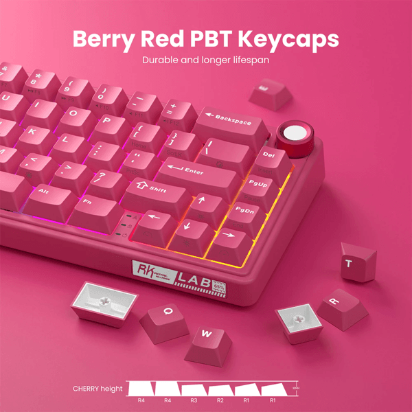 Mechanical Keyboard Royal Kludge R65 RGB, Cream Switch, Hot Swappable, Wired, USB, Berry Red