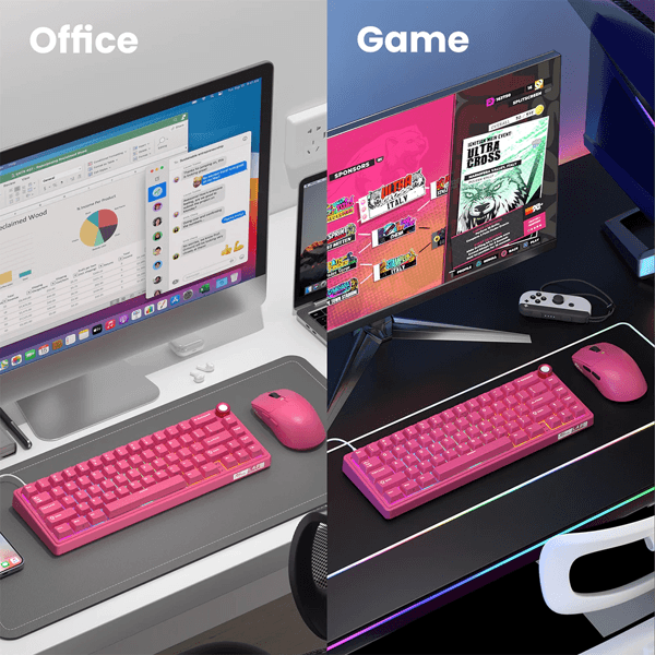 Mechanical Keyboard Royal Kludge R65 RGB, Cream Switch, Hot Swappable, Wired, USB, Berry Red