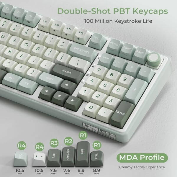 Mechanical Keyboard Royal Kludge RK R98Pro RGB, Beige Switch, Hot Swappable, Wired, Sky Cyan