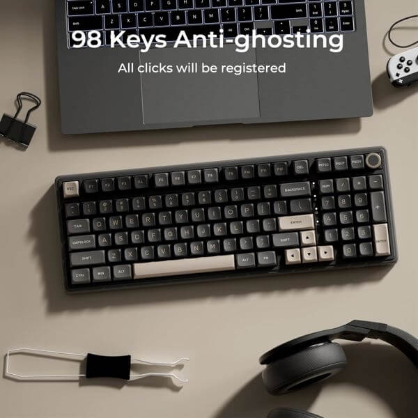 Mechanical Keyboard Royal Kludge RK R98Pro RGB, Beige Switch, Hot Swappable, Wired, Phantom