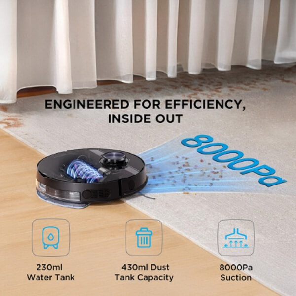 Robot Vacuum Cleaner Midea M7 EVO, 8000Pa, LDS, Black