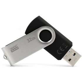 USB ფლეშ მეხსიერება Goodram UTS3-0320K0R11 UTS3, 32GB, USB3.2, Flash Memory, Black/Silver