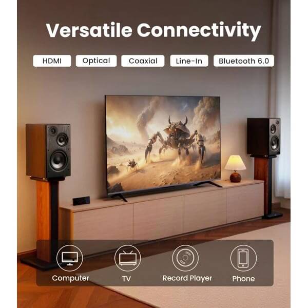 Powered Bookshelf Speakers Edifier R2750DB MKII, 144W, HDMI eARC, Optical, Coaxial, Line In, Bluetooth, Walnut