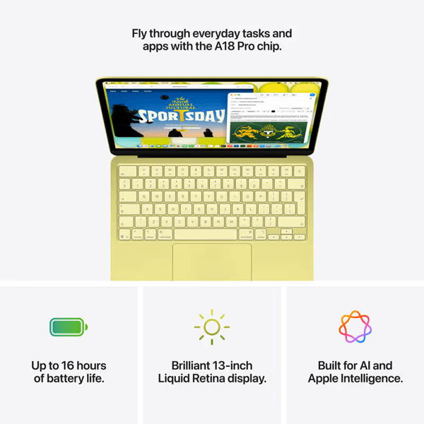 Notebook Apple Z1TQ0001Y MacBook Neo, 13", A18 PRO, 8GB, 256GB SSD, Integrated, Citrus