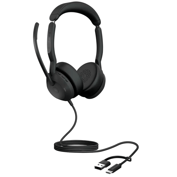 ყურსასმენი Jabra 25089-999-799 Evolve2 50 MS Stereo, Headset, Wireless, Type-C/A, Bluetooth, Black