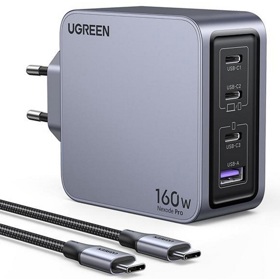 UGREEN X763 (25877) Nexode Pro, 160W, Type-C, USB, With Type-c Cable, Grey
