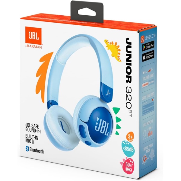 ყურსასმენი JBL JBLJR320BTBLU Junior, Headset, Wireless, Bluetooth, White/Blue