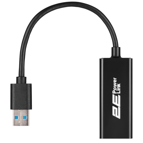 Ethernet Network Adapter 2E 2E-U2085 PowerLink, USB 3.0 To Gigabit, Black