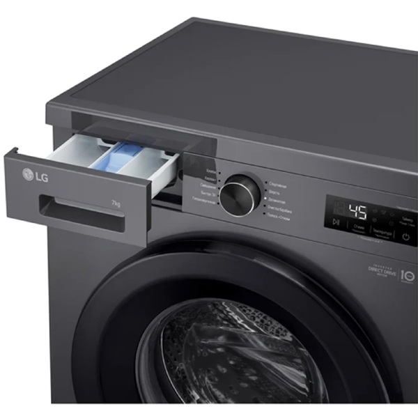 სარეცხი მანქანა LG F2Y2HYP6J.AMBQME2, 7Kg, 1200Rpm, 75dB, Washing Machine, Middle Black