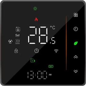 ჭკვიანი თერმოსტატი Moes WHT-S01-GB-WH-MS, Smart Thermostat, Black