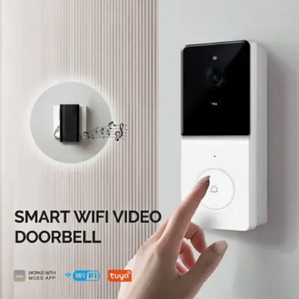 კარის ჭკვიანი ზარი Moes WDB-TY-B20-EU-MS Tuya, IP65, Smart Doorbell, White/Black