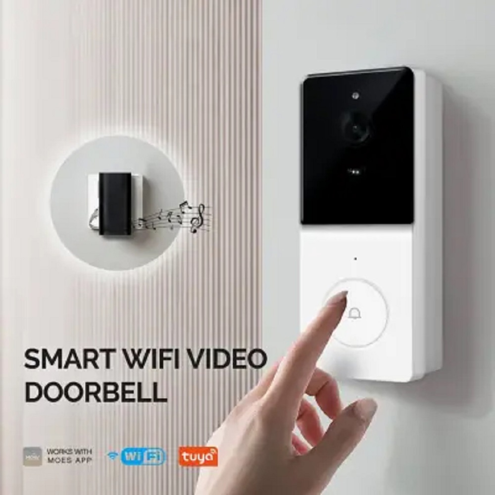 კარის ჭკვიანი ზარი Moes WDB-TY-B20-EU-MS Tuya, IP65, Smart Doorbell, White/Black