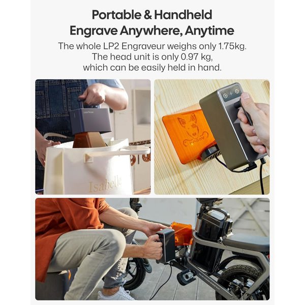 გრავირების აპარატი LaserPecker LP2 Base, Bluetooth, USB, Laser Engraver Cutter, Grey