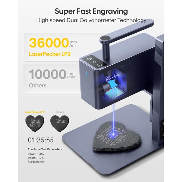 გრავირების აპარატი LaserPecker LP2 Base, Bluetooth, USB, Laser Engraver Cutter, Grey