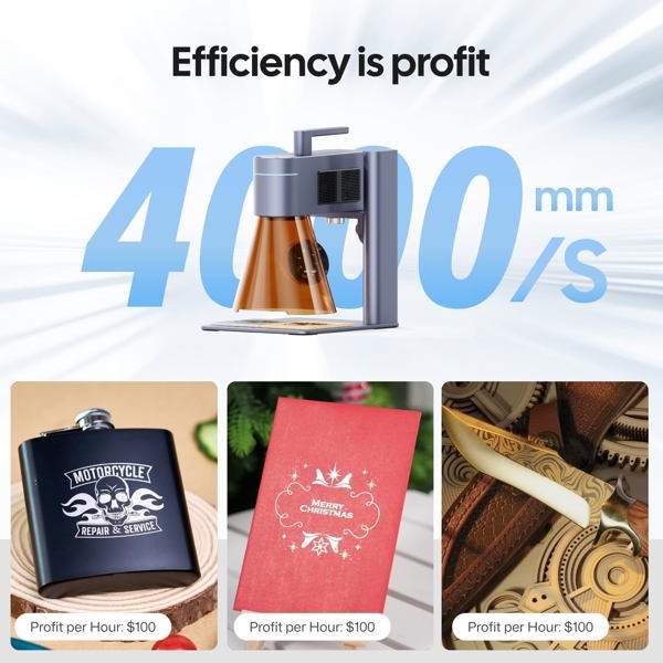 გრავირების აპარატი LaserPecker LP4 Deluxe + Slide Extension + Rotary Extension, Laser Engraver Cutter, Grey
