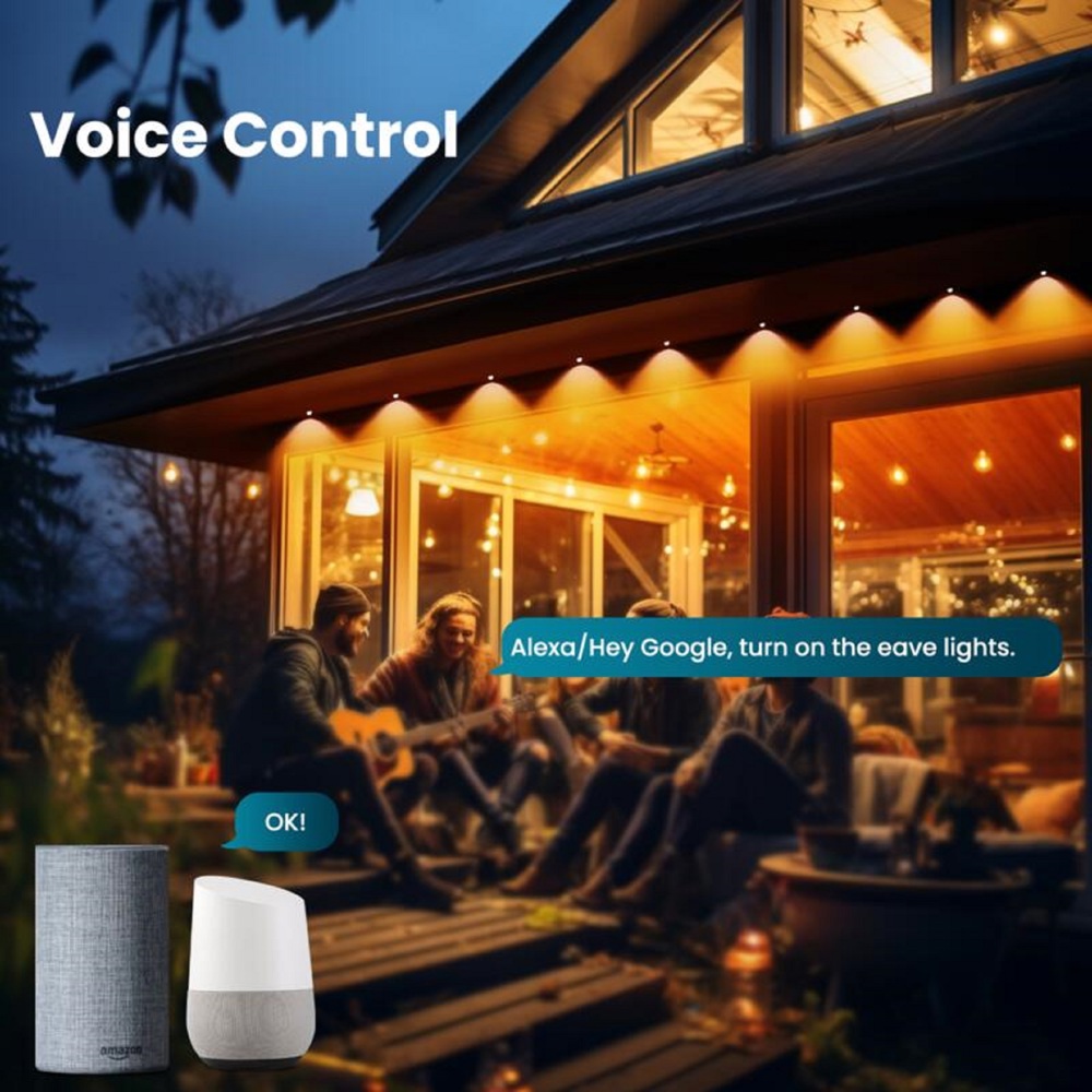 Smart Eaves String LED Lights, Moes WPL-CL01-RIC-EU-15-MS, IP67, 15m, White